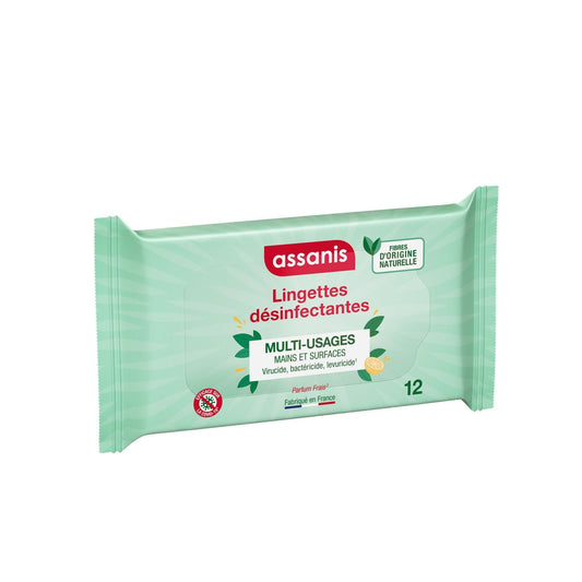 Désinfectant Multi-Surfaces Parfum Frais ASSANIS le sachet de 12 lingettes