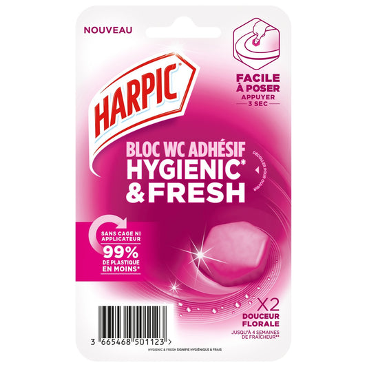 Bloc Wc Adhésif Douceur Florale Hygienic & Fresh HARPIC 1 étui de 2 blocs