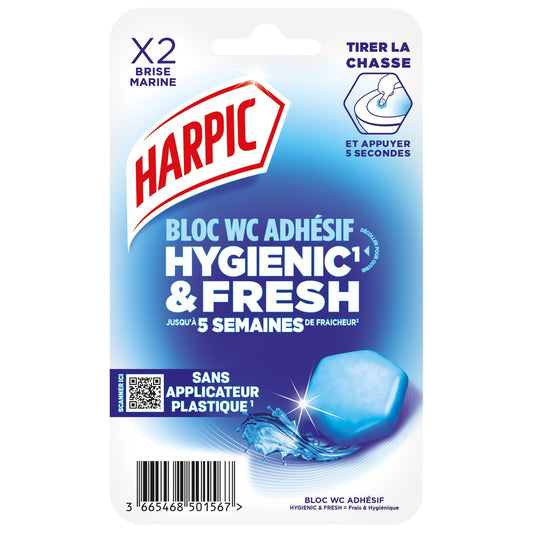 Bloc Wc Adhésif Hygienic Fresh Brise Marine HARPIC 1 étui de 2 bloc