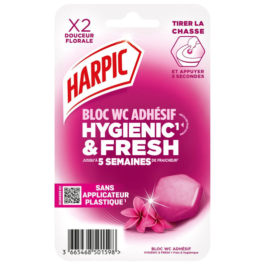 Bloc Wc Adhésif Hygienic Fresh Floral Brise Douceur HARPIC 1 étui de 2 bloc