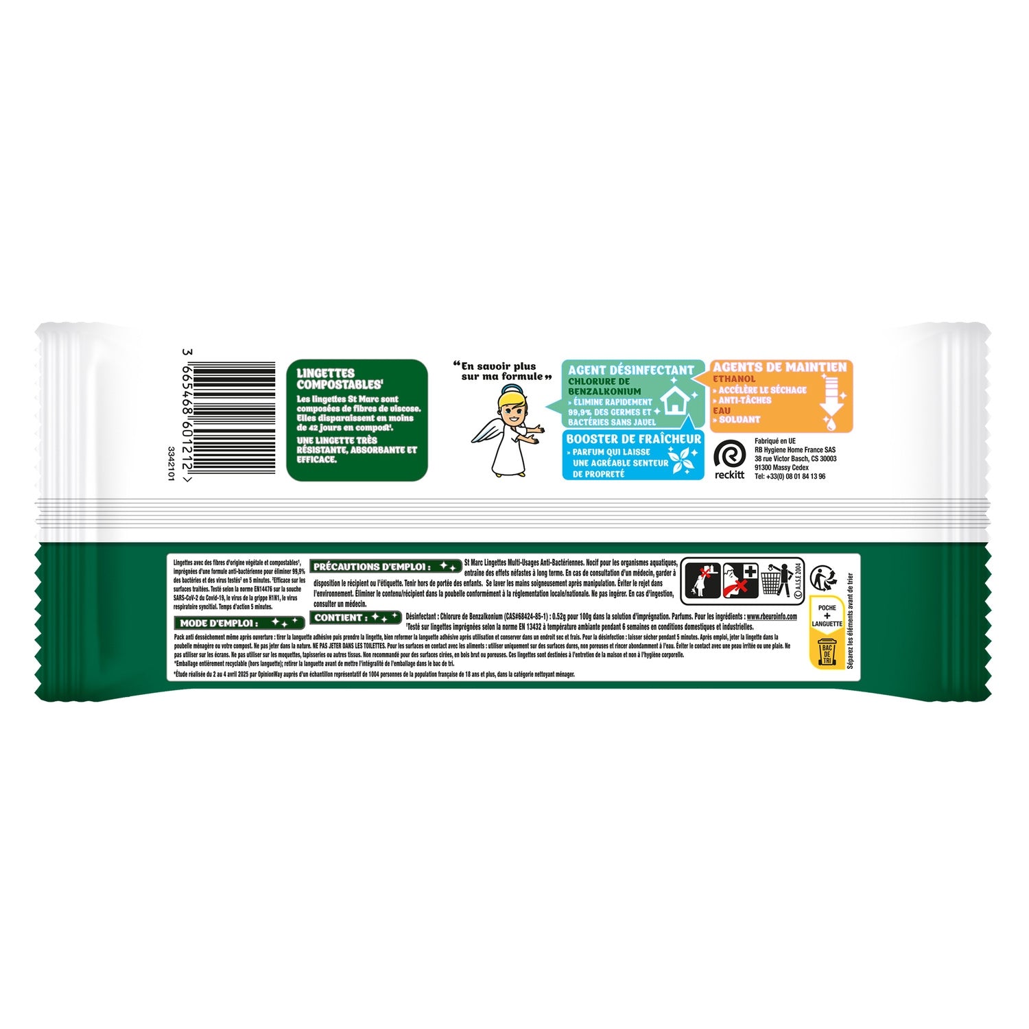 Lingettes Désinfectantes Antibactériennes ST MARC 