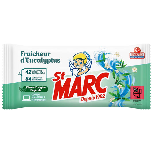 Lingettes Parfum Eucalyptus Désinfectantes ST MARC le sachet de 42 lingettes