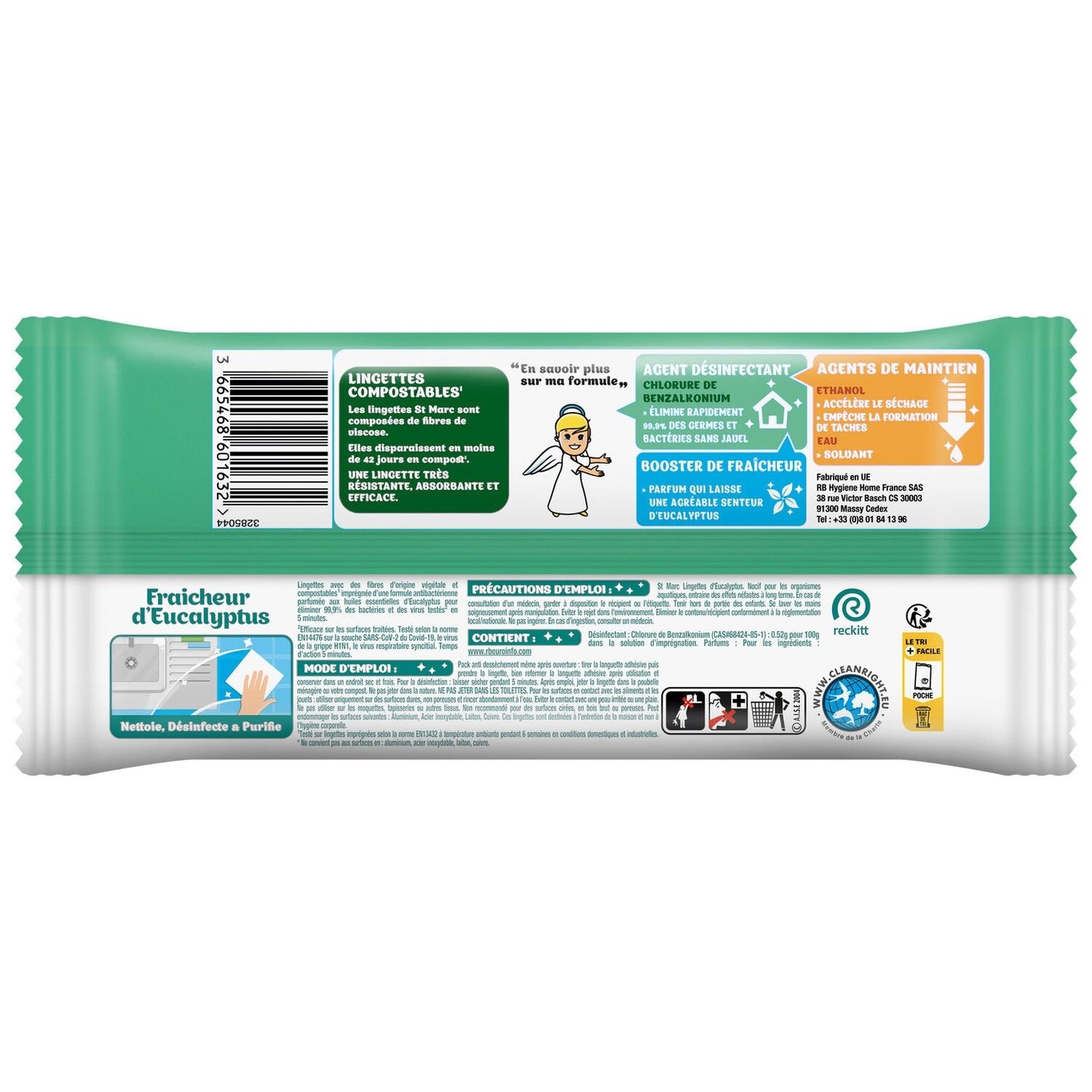 Lingettes Parfum Eucalyptus Désinfectantes ST MARC