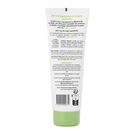 Men's Transparent Shaving Gel with Organic Aloe Vera LA MAISON DU BARBIER