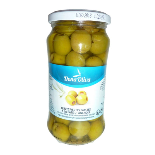 Olives Vertes Farcies à la Pate d'Anchois DONA OLIVA le pot de 360g