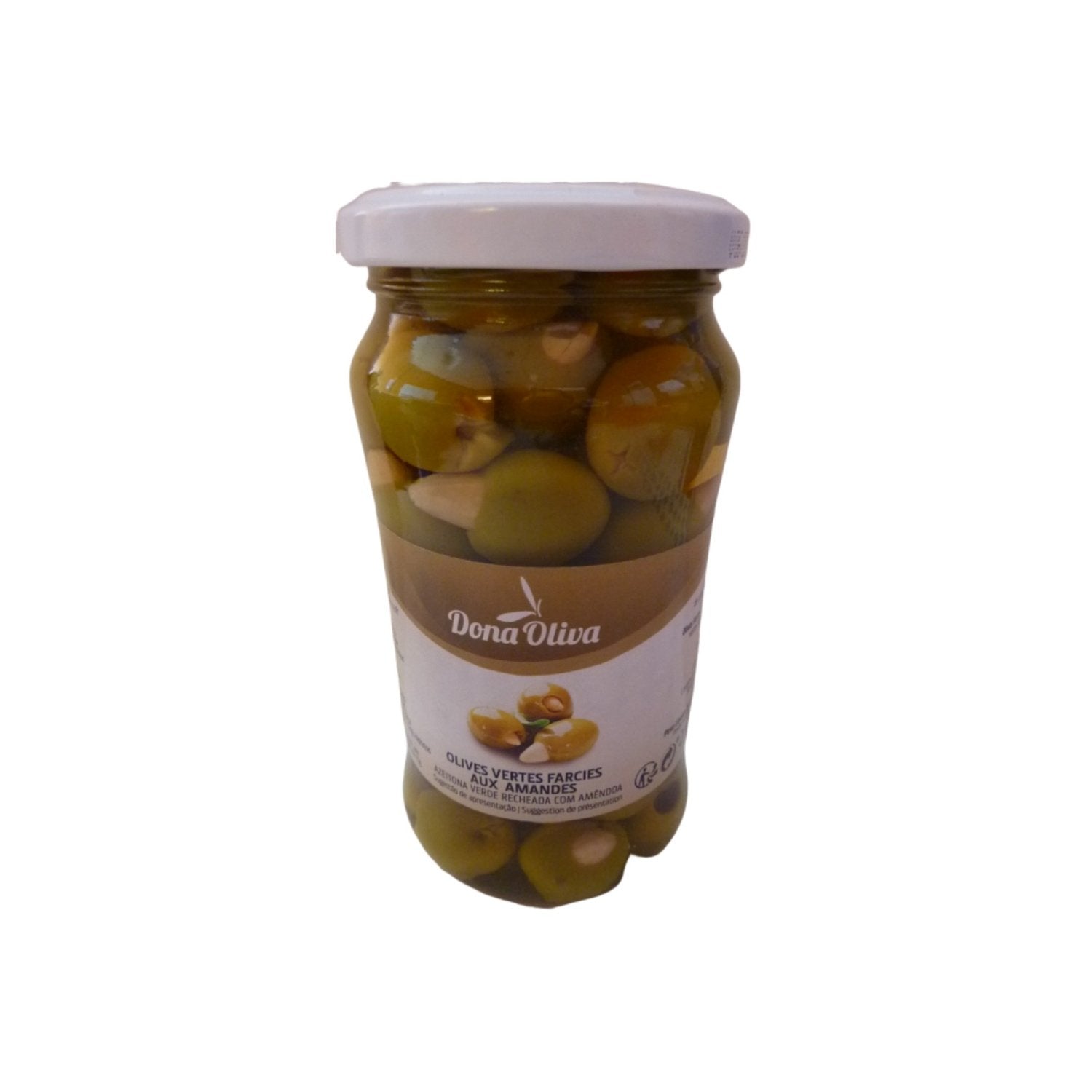 Olives Vertes Farcies aux Amandes MATIERES GRASSES le pot de 200g