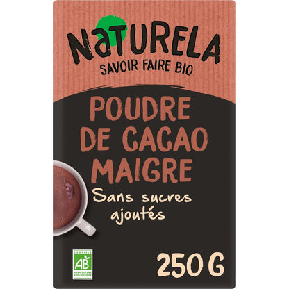 NATURELA Bio-Kakaopulver fettfrei ohne Zuckerzusatz