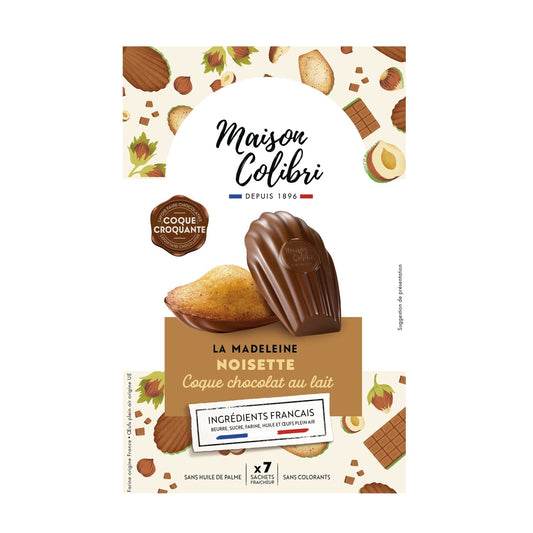Madeleine Noisette Coque Chocolat au Lait MAISON COLIBRI la boîte de 7 madeleines