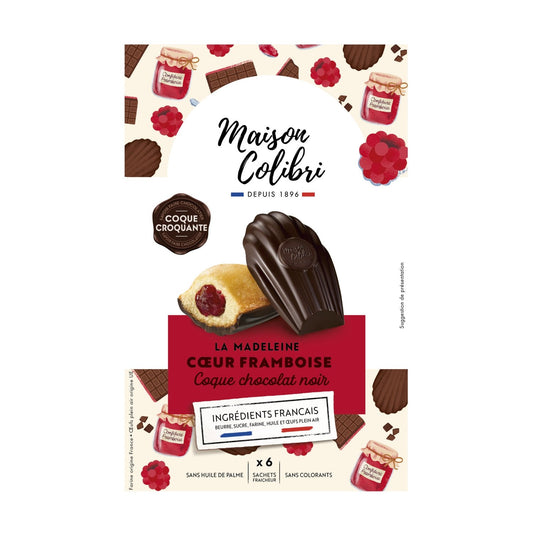 Raspberry Heart Madeleine with Dark Chocolate Shell MAISON COLIBRI