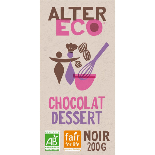 Tablette de Chocolat Pâtissier Dessert Noir Bio ALTER ECO La tabLette de 200g