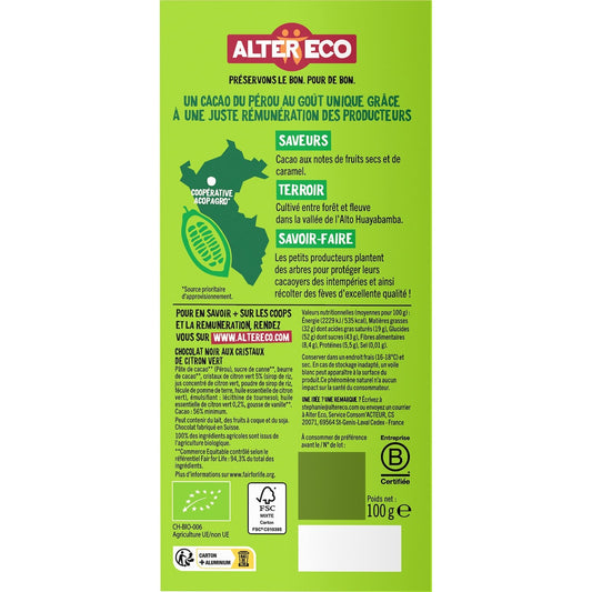 Bio-Zartbitterschokolade mit Zitronenschale ALTER ECO