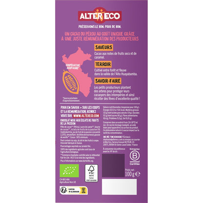 Chocolat Noir Fruit de la Passion Bio ALTER ECO