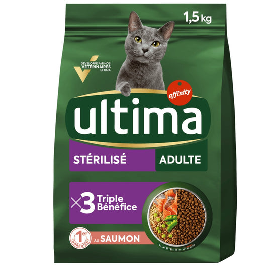 Croquettes pour Chat Adulte Stérilisé Saumon ULTIMA Le sac d'1,5kg
