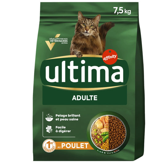 Croquettes pour Chat Adulte Poulet ULTIMA Le sac de 7,5kg