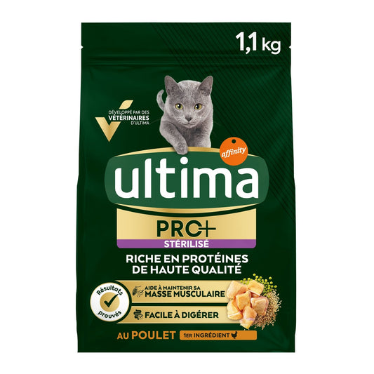 Croquettes pour Chat Adulte Stérilisé Poulet Pro+ ULTIMA le sachet de 1,1kg