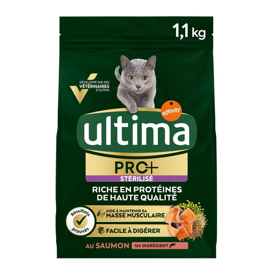 Croquettes pour Chat Adulte Stérilisé Saumon Pro+ ULTIMA le paquet de 1,1kg