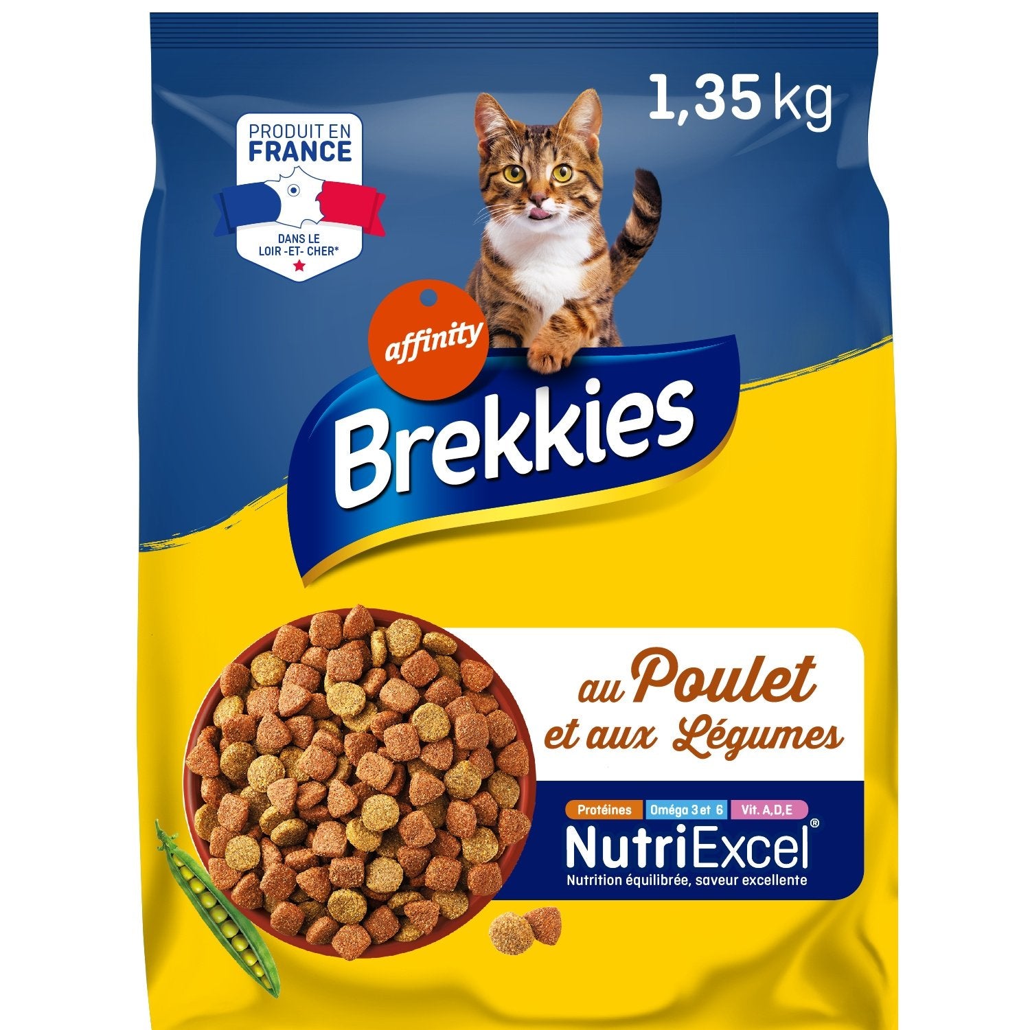Croquettes pour Chat Adulte Viande BREKKIES le paquet de 1,35Kg