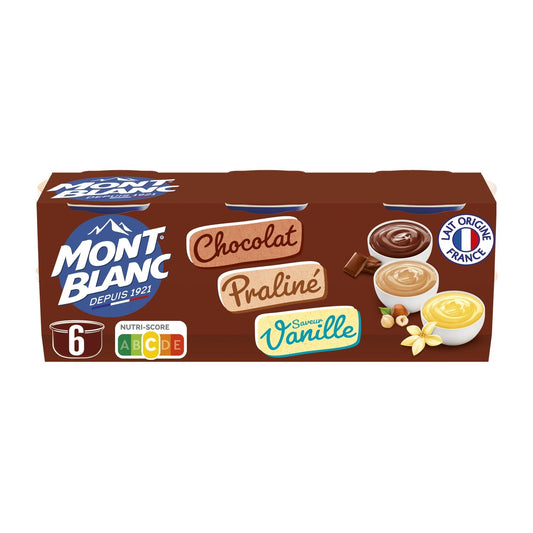Crème Dessert Assortiments MONT BLANC les 6 pots de 125 g