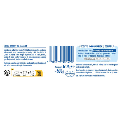 Crème Dessert Chocolat MONT BLANC