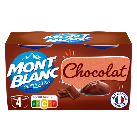Crème Dessert Chocolat MONT BLANC les 4 pots de 125 g