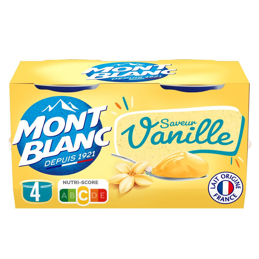 Crème Dessert Vanille MONT BLANC les 4 pots de 125 g