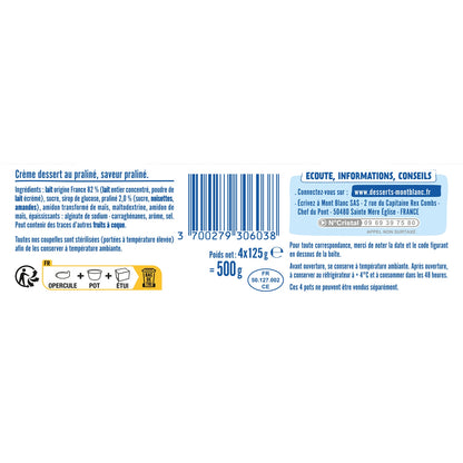 Crème Dessert Praliné MONT BLANC