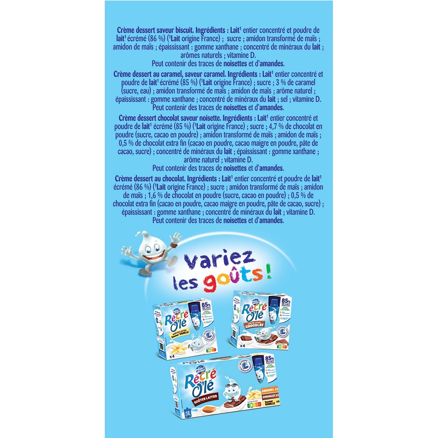 [ANTI-GASPILLAGE] Goûters Laitiers Récré O'lé Assortiments MONT BLANC - Date de durabilité minimale : 28/02/2026