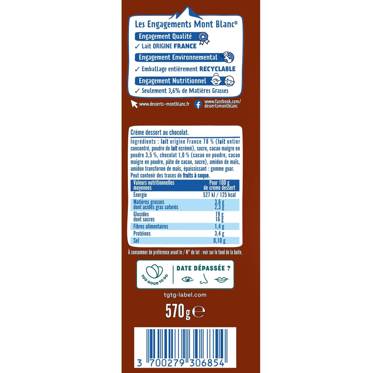 MONT BLANC Chocolate Dessert Cream