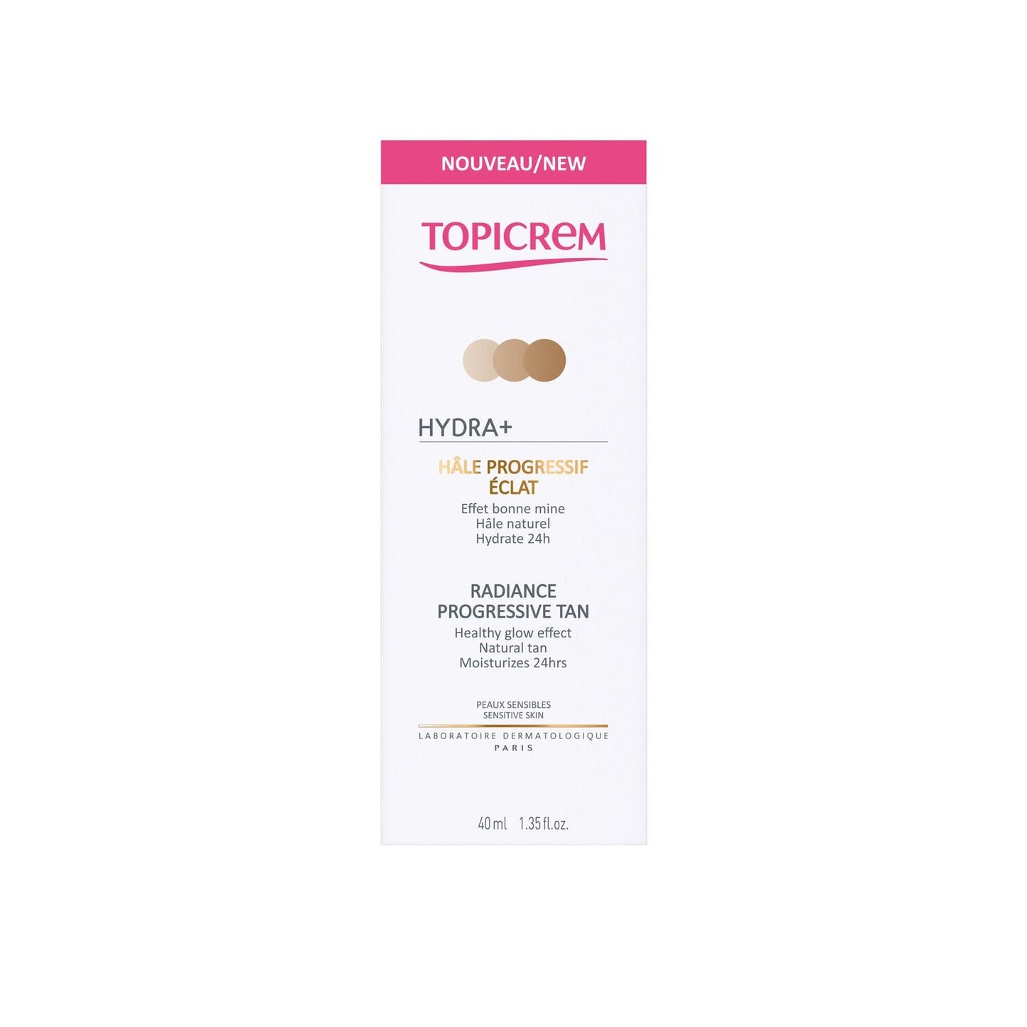 Crème Hâle Progressif Éclat Hydratant Visage Peaux Sensibles Hydra+ TOPICREM le tube de 40mL