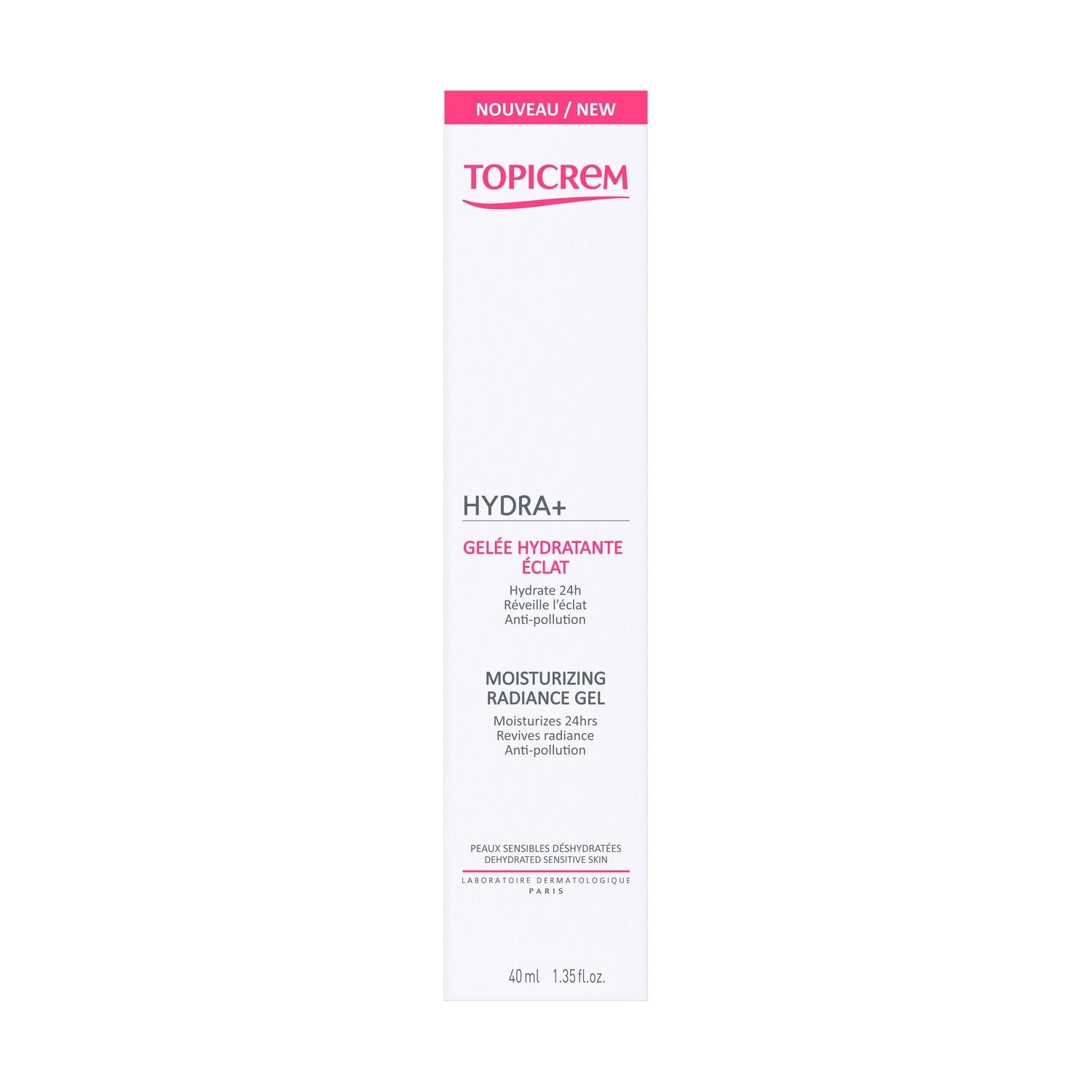 Gel Visage Femme Peau Sensibles Déshydratées Anti-Pollution Hydra+ TOPICREM le tube de 40mL