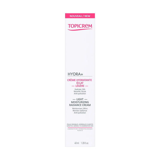 Crème Hydratante Eclat Légère Visage Femme Peau Sensible Normale à Mixte TOPICREM le tube de 40mL