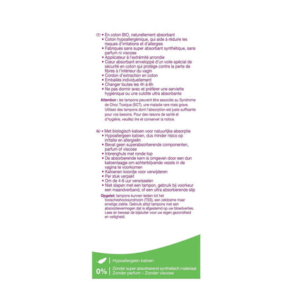 Tampons Super Avec Applicateur Coton Bio SAFORELLE 