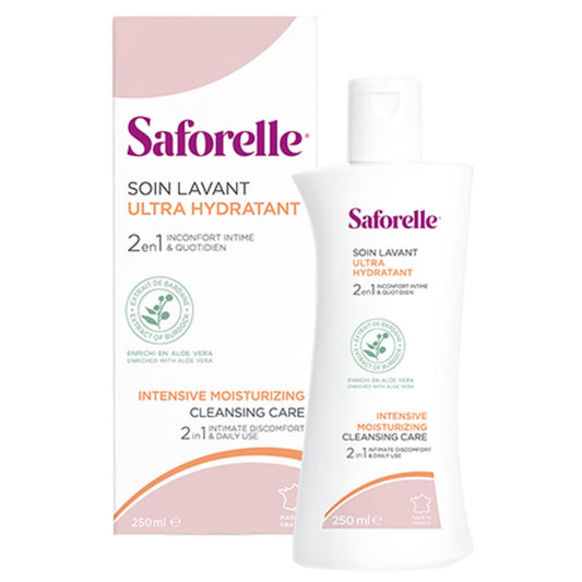 Soin Intime Lavant Ultra Hydratant à l'Aloe Vera et Bardane SAFORELLE le flacon de 250mL