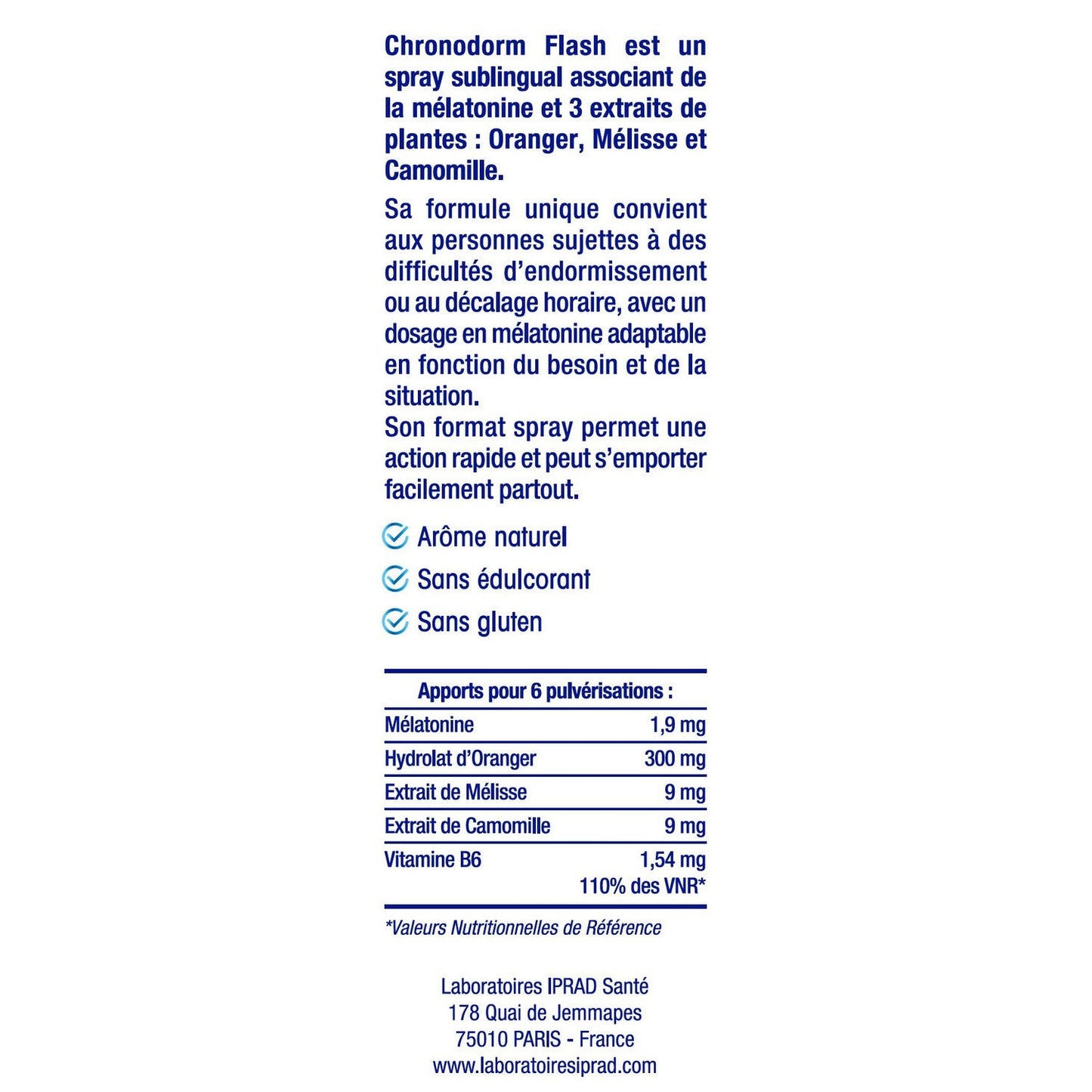 Complément alimentaire Endormissement rapide mélatonine CHRONODORM 