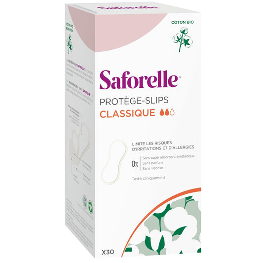 Protèges-Slips Coton Bio Classiques SAFORELLE le paquet de 30 protège-sljps