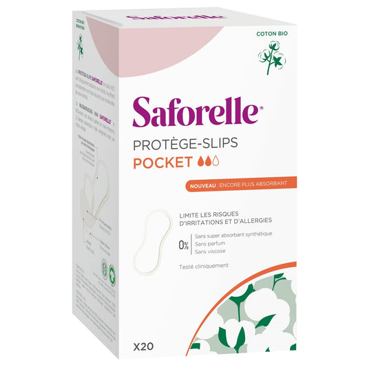 Protèges-Slips Pocket Coton Bio SAFORELLE la boite de 20 protèges slip