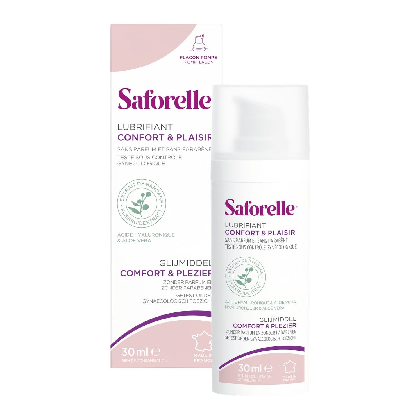 Lubrifiant Confort et Plaisir Sans Parfum Sans Parabène Acide Hyaluronique Aloe Vera SAFORELLE 