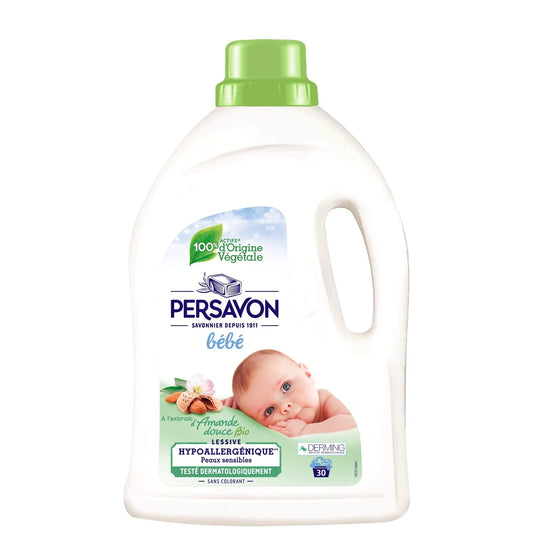 Lessive Liquide Bébé Hypoallergénique Amande Bio PERSAVON le bidon 1,5L