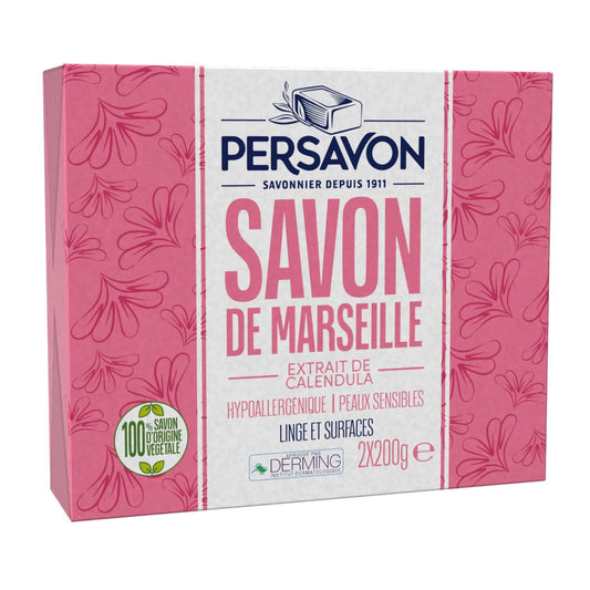 Savon Solide Hypoallergénique A l'Extrait de Calendula PERSAVON le lot de 2 savons de 100g