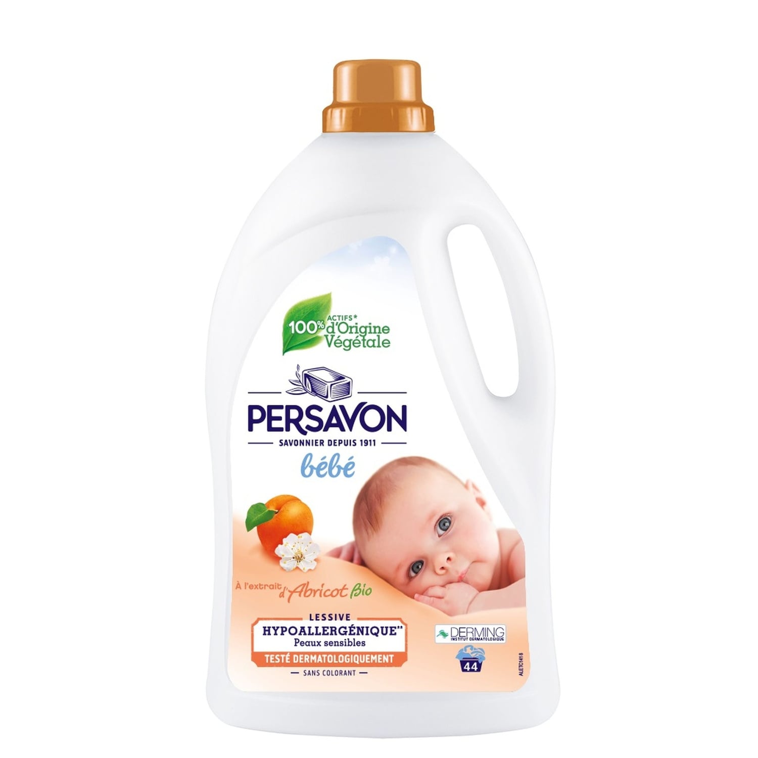 Lessive liquide Bébé Hypoallergénique Peaux sensibles à l'Extrait d'Abricot Bio PERSAVON 