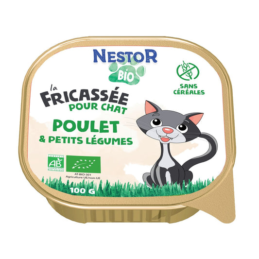 Pâtée pour Chat Adulte Sans Céréales Bio Volaille Légumes Nestor Bio NESTOR BIO La barquette de 100g