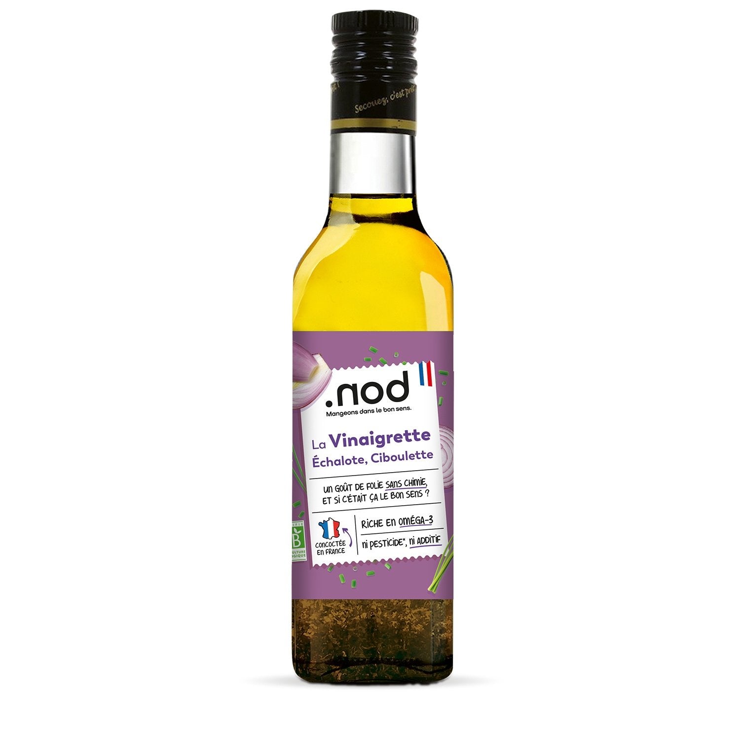 Vinaigrette Échalote Ciboulette Bio. NOD la bouteille de 25cL