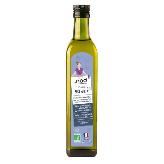 Huile 50 Ans & Plus pour l'Équilibre Bio. NOD la bouteille de 50cl