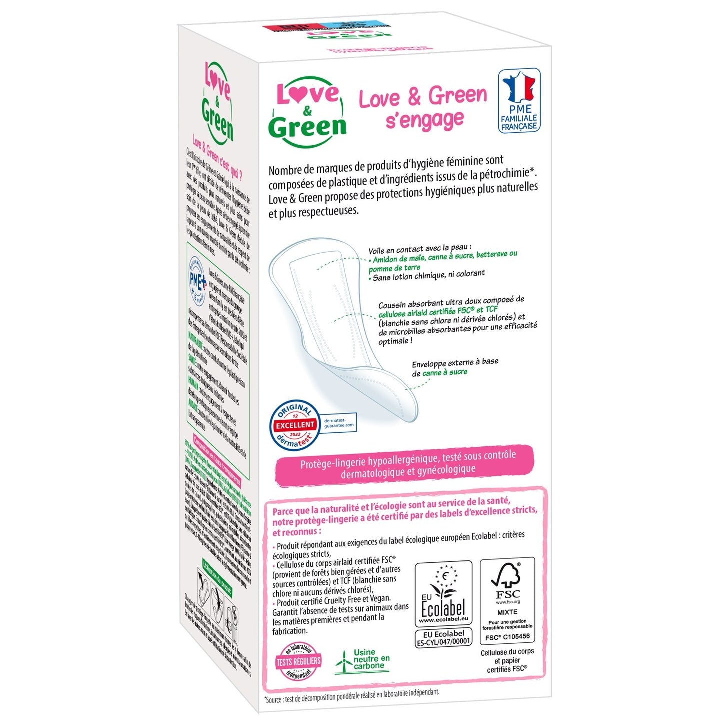 Love &amp; GREEN Hypoallergene, umweltfreundliche Slipeinlagen gegen Reizungen