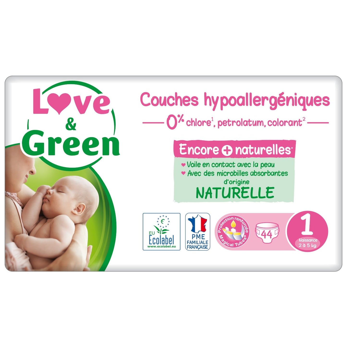Baby Diapers Size 1 2-5kg Hypoallergenic Natural Love &amp; GREEN