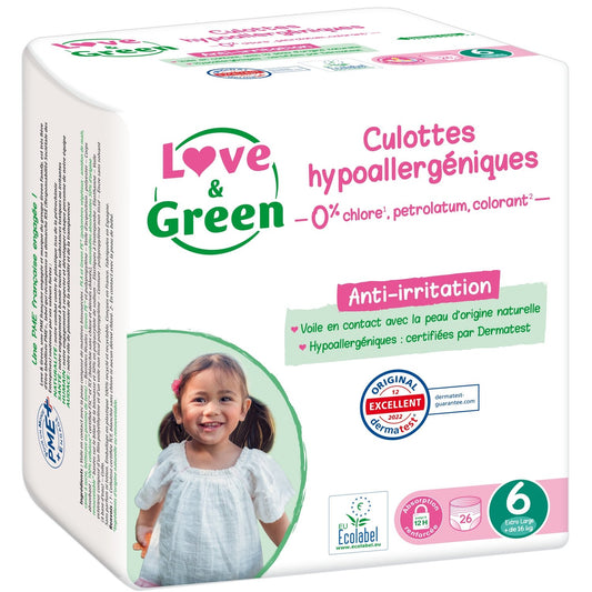 Culottes Hypoallergéniques Taille 6 LOVE AND GREEN le pack de 26