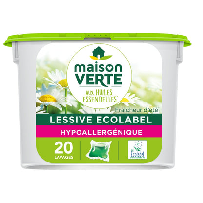 Lessive Capsule Hypoallergénique Fraîcheur d'Été aux Huile Essentielle MAISON VERTE