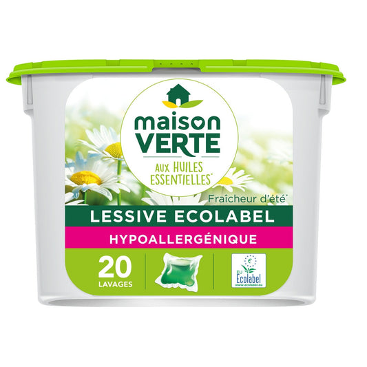 Lessive Capsule Hypoallergénique Fraîcheur d'Été aux Huile Essentielle MAISON VERTE