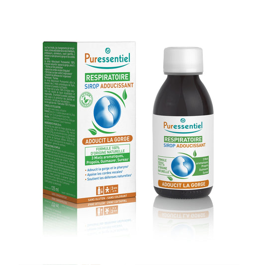 Sirop Adoucissant Respiratoire Gorge et Cordes Vocales Irritées Miels Bio PURESSENTIEL le flacon de 125mL
