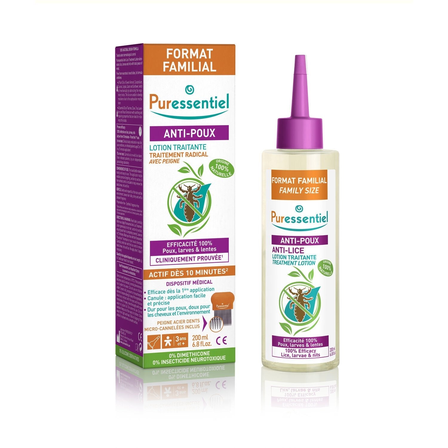Lotion Anti-Poux aux Huiles Essentielles PURESSENTIEL le flacon de 200mL